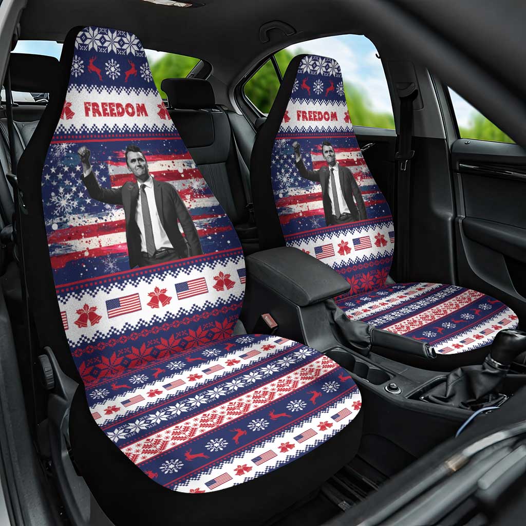 Freedom Charlie Kirk Tribute Christmas Car Seat Cover American Flag - Wonder Print Shop