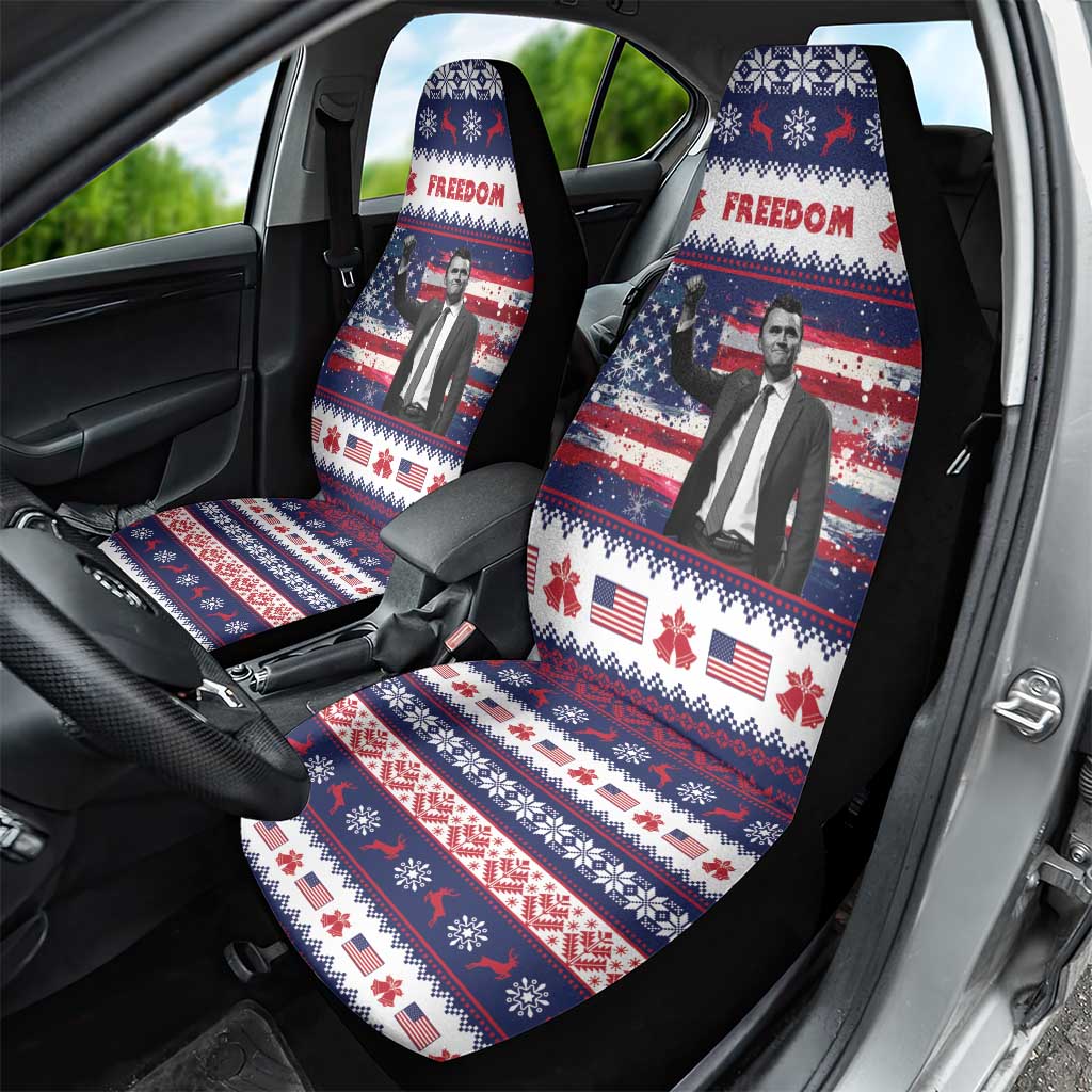 Freedom Charlie Kirk Tribute Christmas Car Seat Cover American Flag - Wonder Print Shop