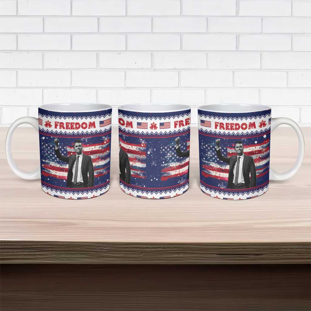 Freedom Charlie Kirk Tribute Christmas Ceramic Mug American Flag - Wonder Print Shop