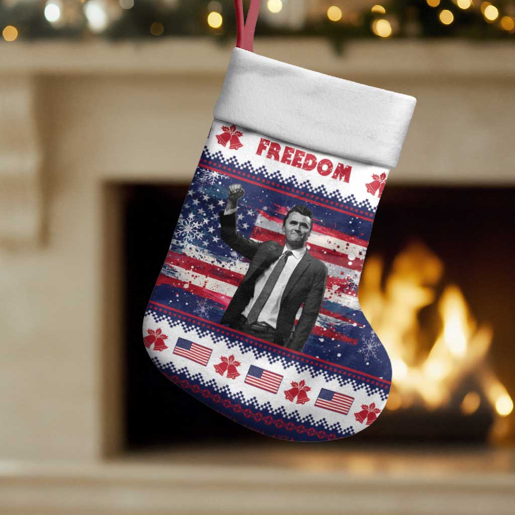 Freedom Charlie Kirk Tribute Christmas Stocking American Flag - Wonder Print Shop