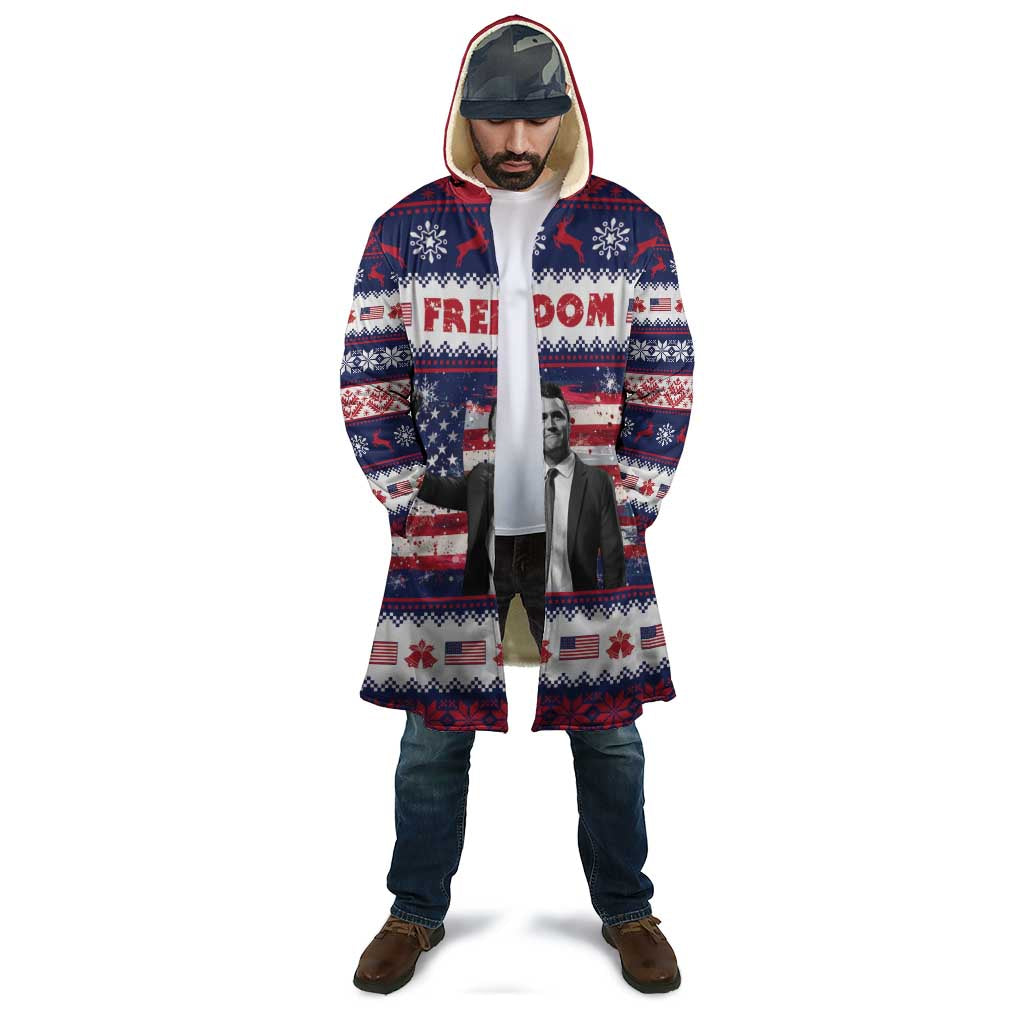 Freedom Charlie Kirk Tribute Christmas Cloak American Flag - Wonder Print Shop