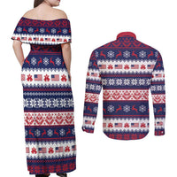 Freedom Charlie Kirk Tribute Christmas Couples Matching Off Shoulder Maxi Dress and Long Sleeve Button Shirt American Flag - Wonder Print Shop