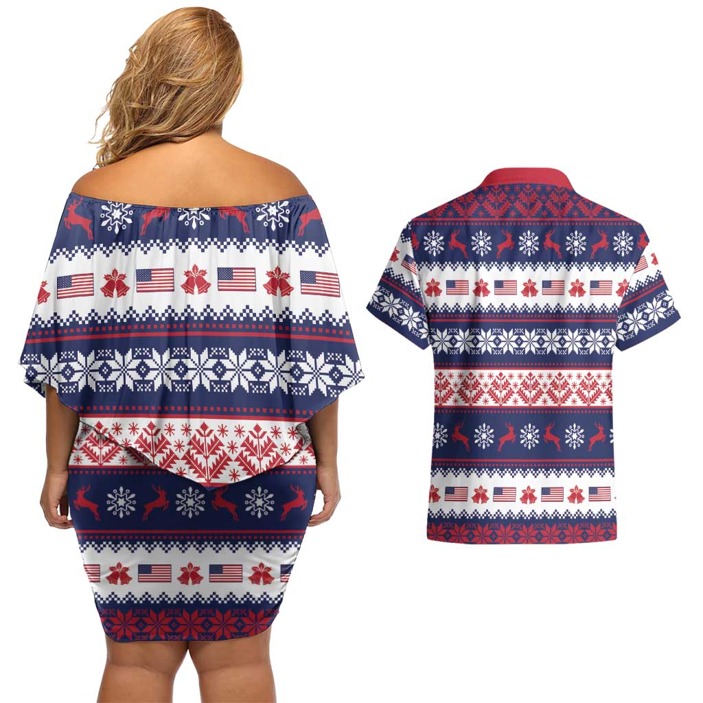 Freedom Charlie Kirk Tribute Christmas Couples Matching Off Shoulder Short Dress and Hawaiian Shirt American Flag - Wonder Print Shop