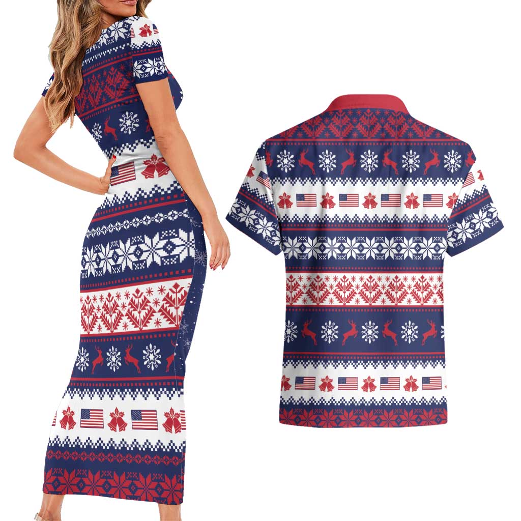 Freedom Charlie Kirk Tribute Christmas Couples Matching Short Sleeve Bodycon Dress and Hawaiian Shirt American Flag - Wonder Print Shop