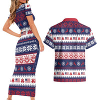 Freedom Charlie Kirk Tribute Christmas Couples Matching Short Sleeve Bodycon Dress and Hawaiian Shirt American Flag - Wonder Print Shop