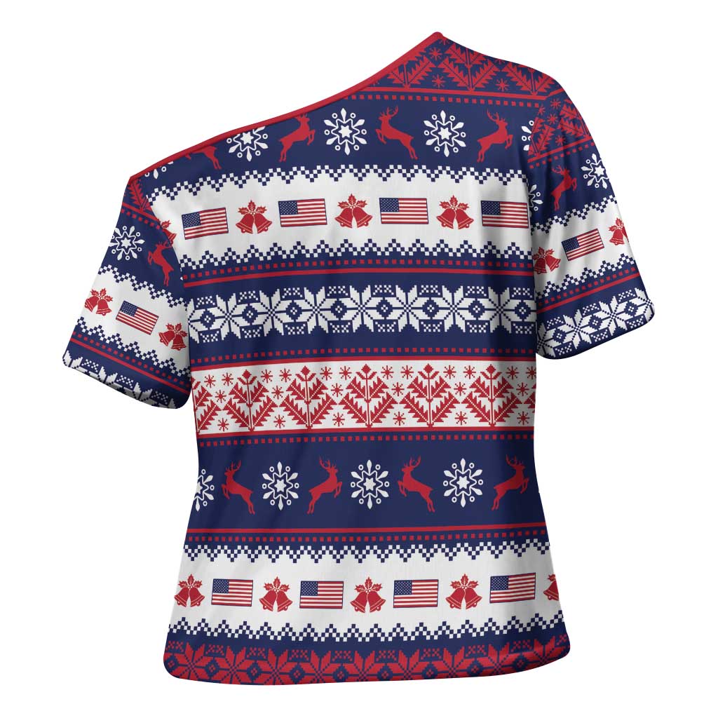 Freedom Charlie Kirk Tribute Christmas Cross Shoulder Shirt American Flag - Wonder Print Shop