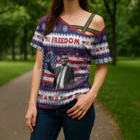 Freedom Charlie Kirk Tribute Christmas Cross Shoulder Shirt American Flag - Wonder Print Shop