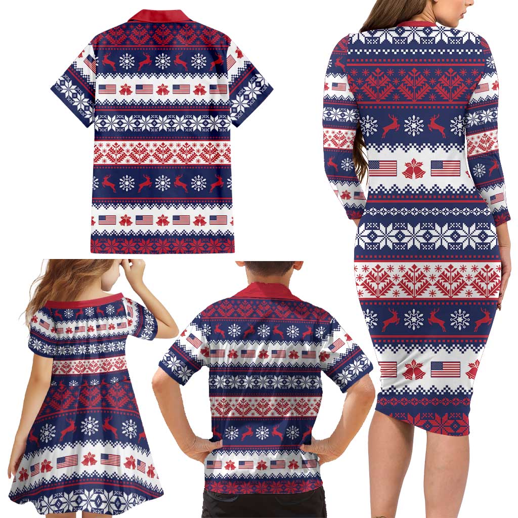 Freedom Charlie Kirk Tribute Christmas Family Matching Long Sleeve Bodycon Dress and Hawaiian Shirt American Flag - Wonder Print Shop