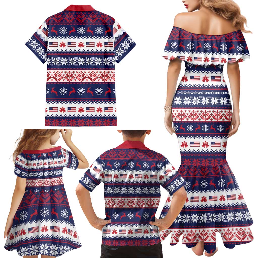 Freedom Charlie Kirk Tribute Christmas Family Matching Mermaid Dress and Hawaiian Shirt American Flag - Wonder Print Shop