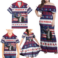 Freedom Charlie Kirk Tribute Christmas Family Matching Off Shoulder Maxi Dress and Hawaiian Shirt American Flag - Wonder Print Shop