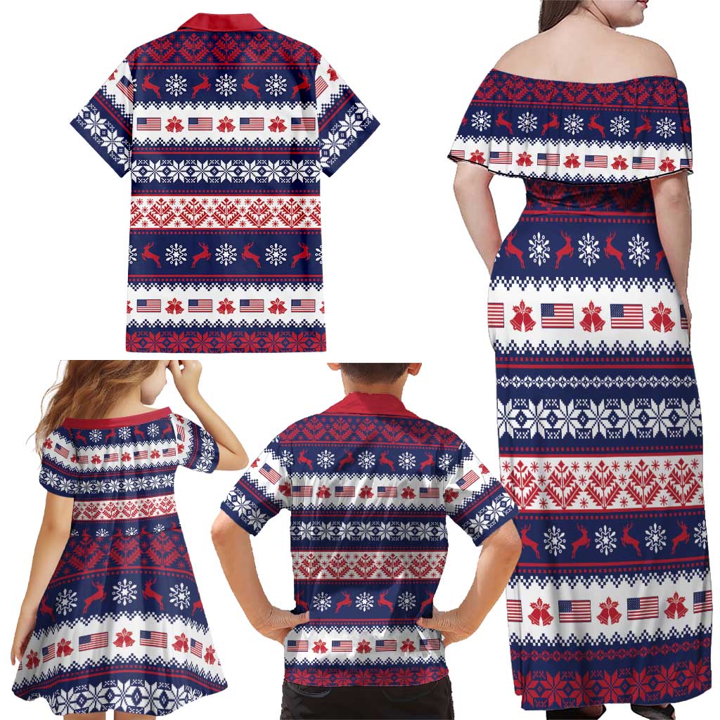 Freedom Charlie Kirk Tribute Christmas Family Matching Off Shoulder Maxi Dress and Hawaiian Shirt American Flag - Wonder Print Shop