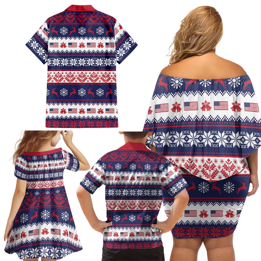 Freedom Charlie Kirk Tribute Christmas Family Matching Off Shoulder Short Dress and Hawaiian Shirt American Flag - Wonder Print Shop