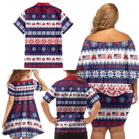 Freedom Charlie Kirk Tribute Christmas Family Matching Off Shoulder Short Dress and Hawaiian Shirt American Flag - Wonder Print Shop