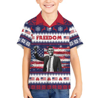 Freedom Charlie Kirk Tribute Christmas Family Matching Off Shoulder Short Dress and Hawaiian Shirt American Flag - Wonder Print Shop