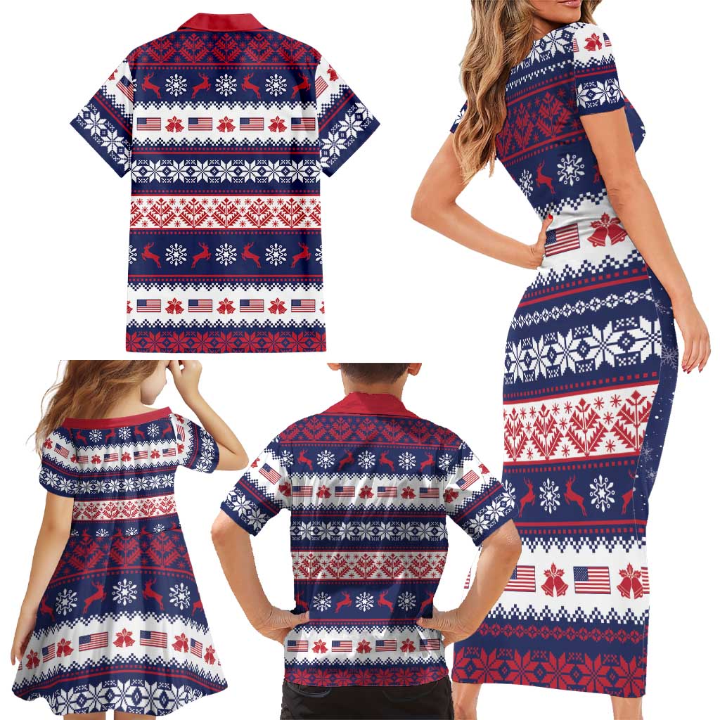 Freedom Charlie Kirk Tribute Christmas Family Matching Short Sleeve Bodycon Dress and Hawaiian Shirt American Flag - Wonder Print Shop