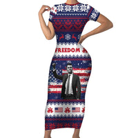 Freedom Charlie Kirk Tribute Christmas Family Matching Short Sleeve Bodycon Dress and Hawaiian Shirt American Flag - Wonder Print Shop