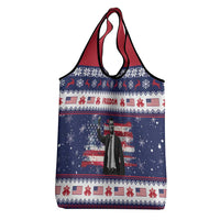 Freedom Charlie Kirk Tribute Christmas Grocery Bag American Flag - Wonder Print Shop