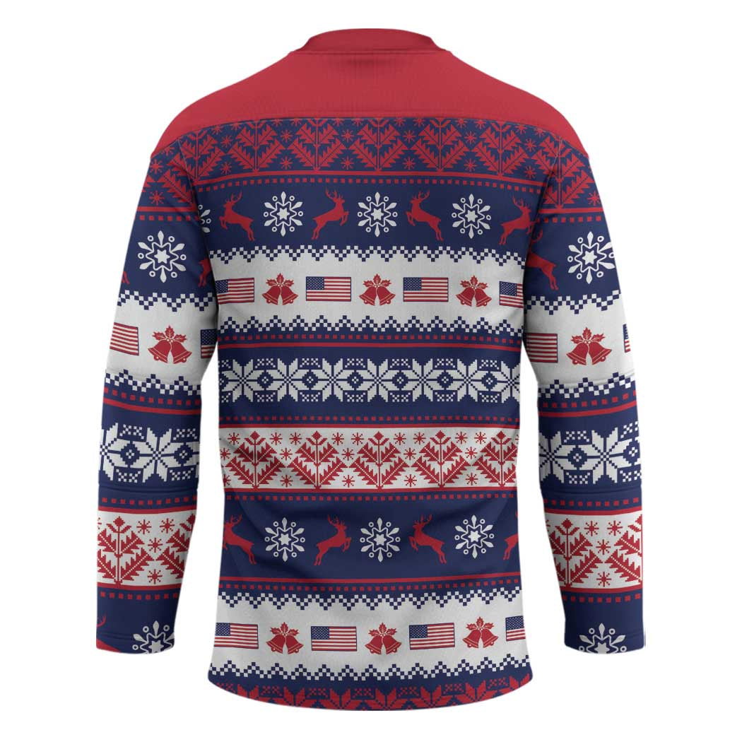 Freedom Charlie Kirk Tribute Christmas Hockey Jersey American Flag - Wonder Print Shop