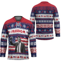 Freedom Charlie Kirk Tribute Christmas Hockey Jersey American Flag - Wonder Print Shop