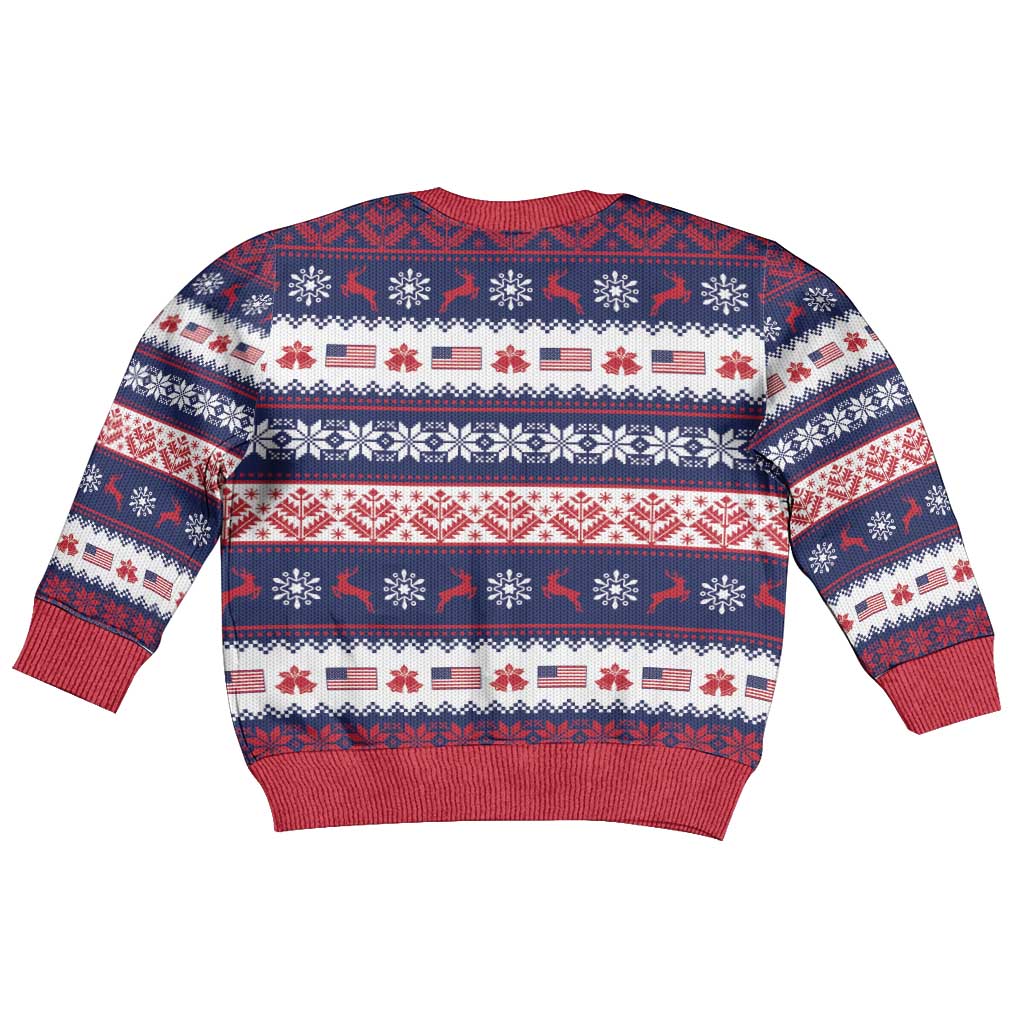 Freedom Charlie Kirk Tribute Christmas Kid Ugly Christmas Sweater American Flag - Wonder Print Shop