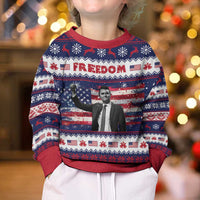 Freedom Charlie Kirk Tribute Christmas Kid Ugly Christmas Sweater American Flag - Wonder Print Shop