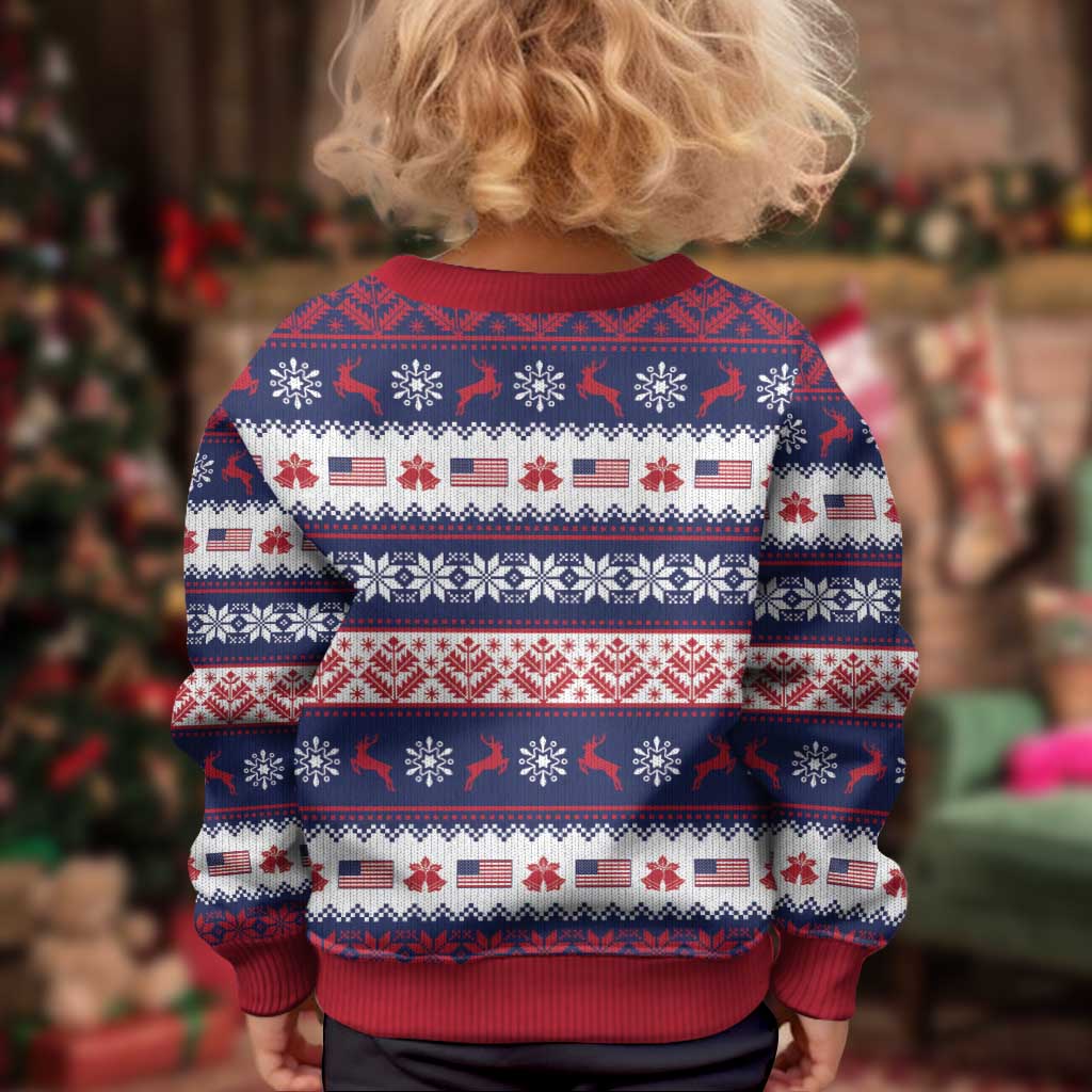 Freedom Charlie Kirk Tribute Christmas Kid Ugly Christmas Sweater American Flag - Wonder Print Shop