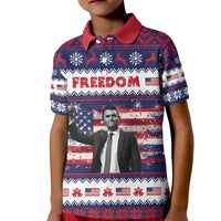 Freedom Charlie Kirk Tribute Christmas Kid Polo Shirt American Flag - Wonder Print Shop