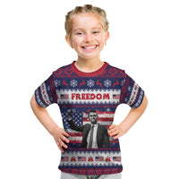 Freedom Charlie Kirk Tribute Christmas Kid T Shirt American Flag - Wonder Print Shop