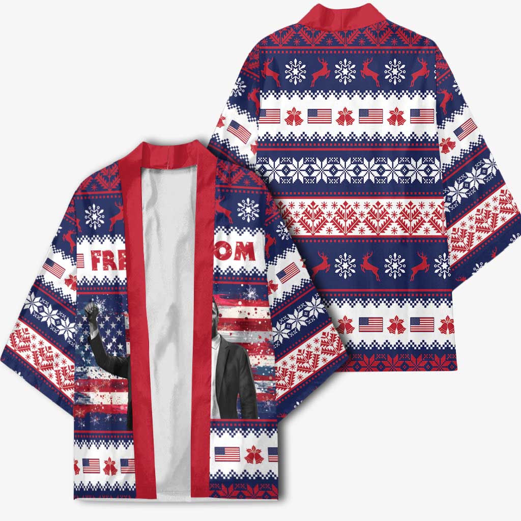 Freedom Charlie Kirk Tribute Christmas Kimono American Flag - Wonder Print Shop