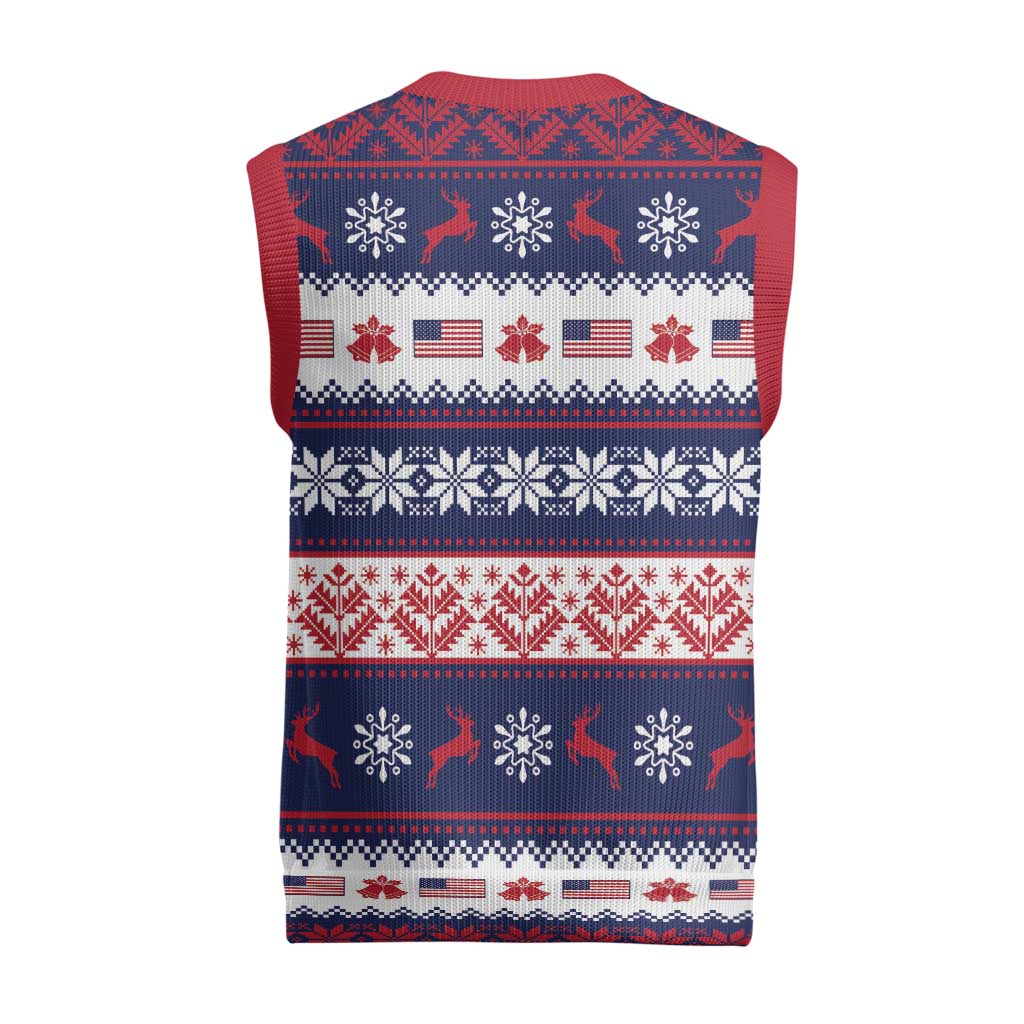 Freedom Charlie Kirk Tribute Christmas Knitted V-Neck Vest American Flag - Wonder Print Shop