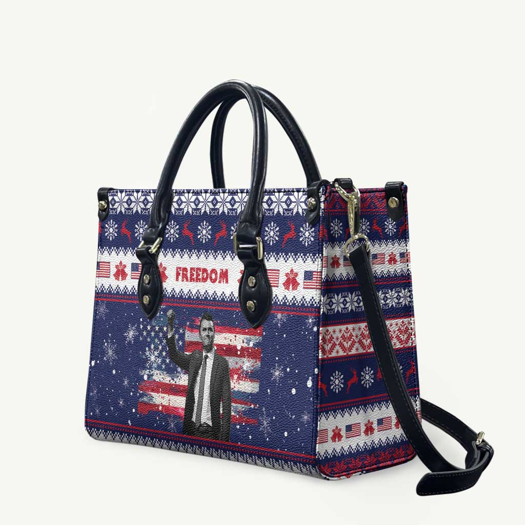Freedom Charlie Kirk Tribute Christmas Leather Bag American Flag - Wonder Print Shop