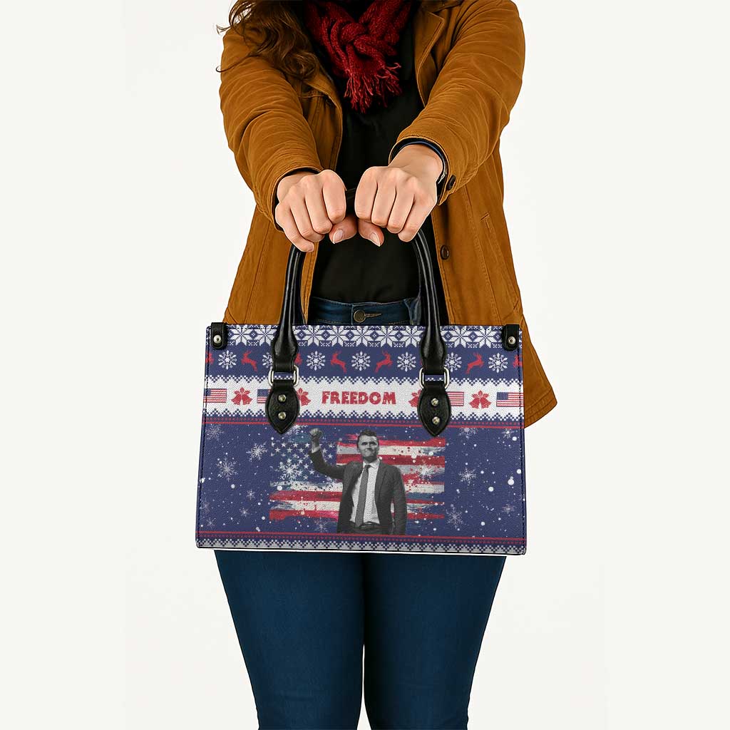 Freedom Charlie Kirk Tribute Christmas Leather Bag American Flag - Wonder Print Shop