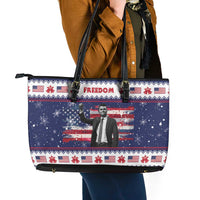Freedom Charlie Kirk Tribute Christmas Leather Tote Bag American Flag - Wonder Print Shop