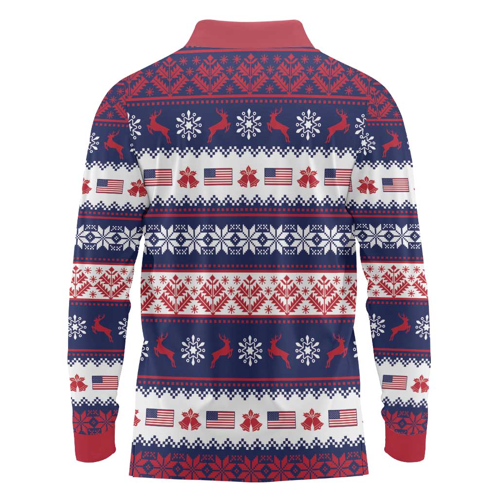 Freedom Charlie Kirk Tribute Christmas Long Sleeve Polo Shirt American Flag - Wonder Print Shop
