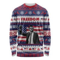 Freedom Charlie Kirk Tribute Christmas Long Sleeve Shirt American Flag - Wonder Print Shop