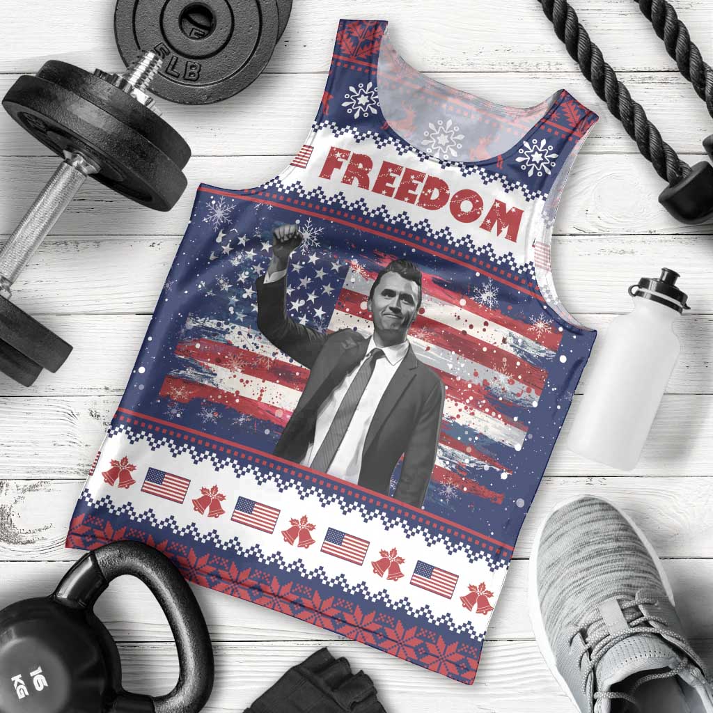 Freedom Charlie Kirk Tribute Christmas Men Tank Top American Flag - Wonder Print Shop