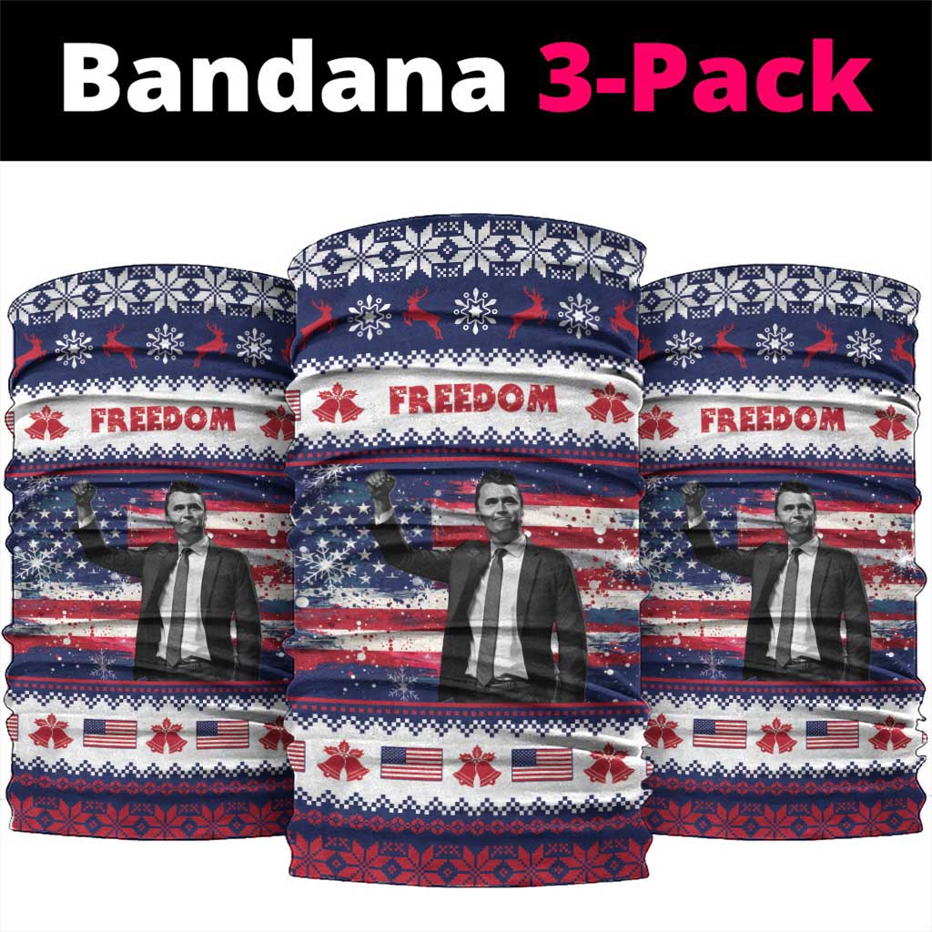 Freedom Charlie Kirk Tribute Christmas Neck Gaiter American Flag - Wonder Print Shop