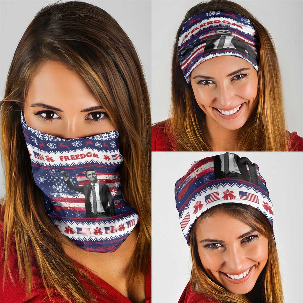 Freedom Charlie Kirk Tribute Christmas Neck Gaiter American Flag - Wonder Print Shop