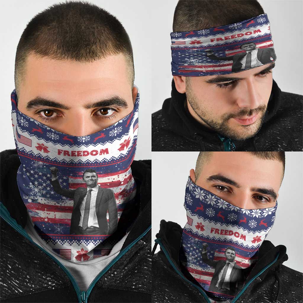 Freedom Charlie Kirk Tribute Christmas Neck Gaiter American Flag - Wonder Print Shop