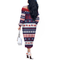 Freedom Charlie Kirk Tribute Christmas Off The Shoulder Long Sleeve Dress American Flag - Wonder Print Shop