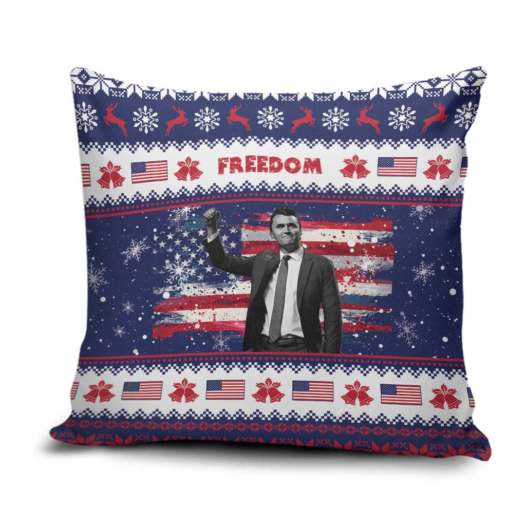 Freedom Charlie Kirk Tribute Christmas Pillow Cover American Flag - Wonder Print Shop