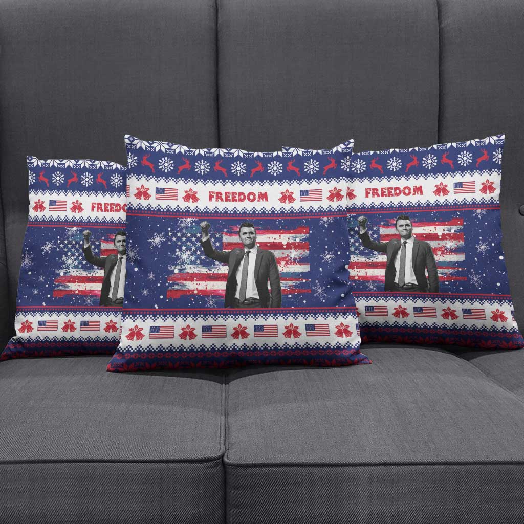 Freedom Charlie Kirk Tribute Christmas Pillow Cover American Flag - Wonder Print Shop