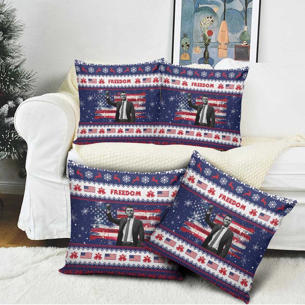 Freedom Charlie Kirk Tribute Christmas Pillow Cover American Flag - Wonder Print Shop