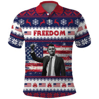Freedom Charlie Kirk Tribute Christmas Polo Shirt American Flag - Wonder Print Shop