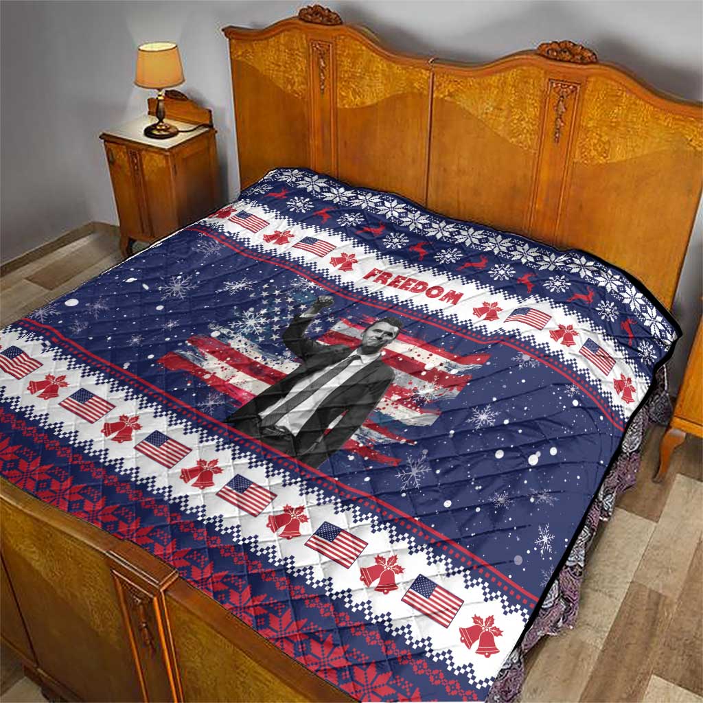 Freedom Charlie Kirk Tribute Christmas Quilt American Flag - Wonder Print Shop