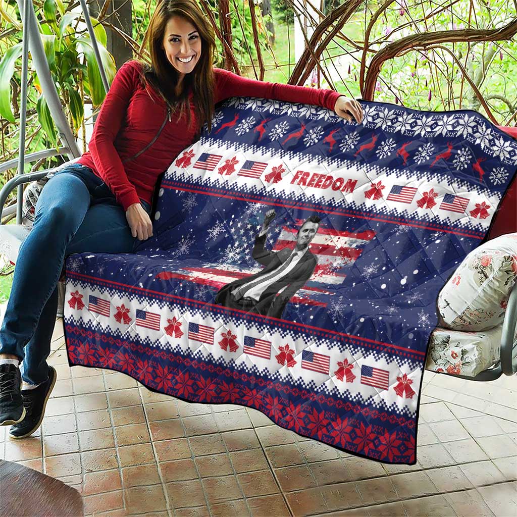 Freedom Charlie Kirk Tribute Christmas Quilt American Flag - Wonder Print Shop