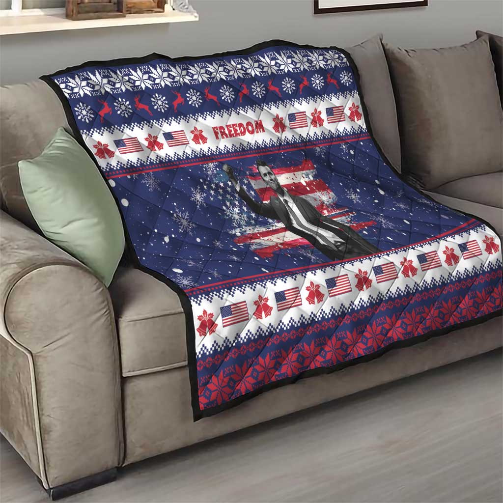 Freedom Charlie Kirk Tribute Christmas Quilt American Flag - Wonder Print Shop