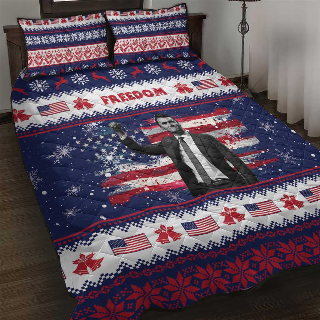 Freedom Charlie Kirk Tribute Christmas Quilt Bed Set American Flag - Wonder Print Shop