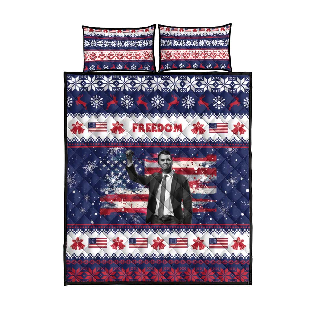 Freedom Charlie Kirk Tribute Christmas Quilt Bed Set American Flag - Wonder Print Shop