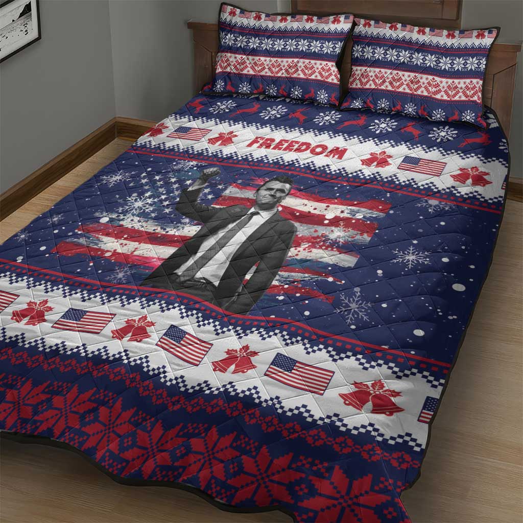 Freedom Charlie Kirk Tribute Christmas Quilt Bed Set American Flag - Wonder Print Shop